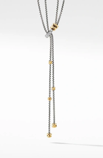Shop David Yurman Petite Helena 18k Gold & Diamond Y-necklace In Diamond/ Silver