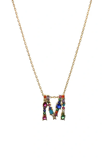 Shop Panacea Multicolor Crystal Initial Pendant Necklace In Multi - M