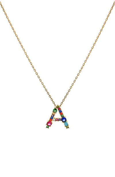 Shop Panacea Multicolor Crystal Initial Pendant Necklace In Multi - A