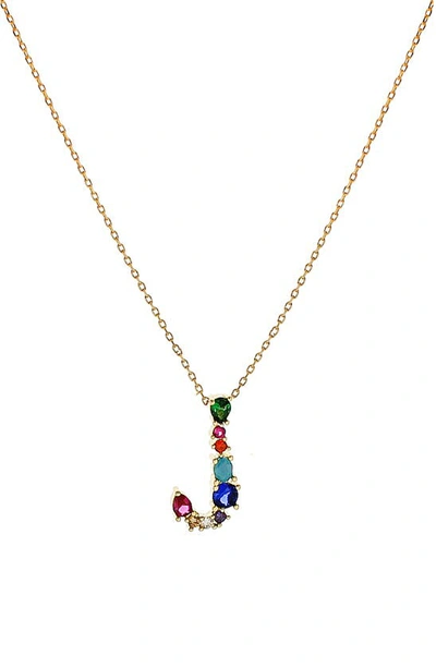 Shop Panacea Multicolor Crystal Initial Pendant Necklace In Multi - J