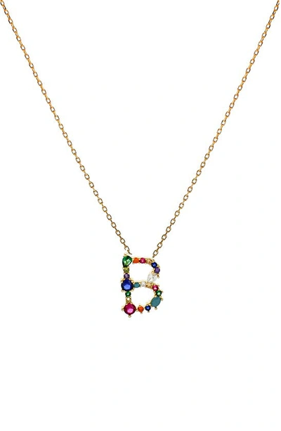Shop Panacea Multicolor Crystal Initial Pendant Necklace In Multi - B