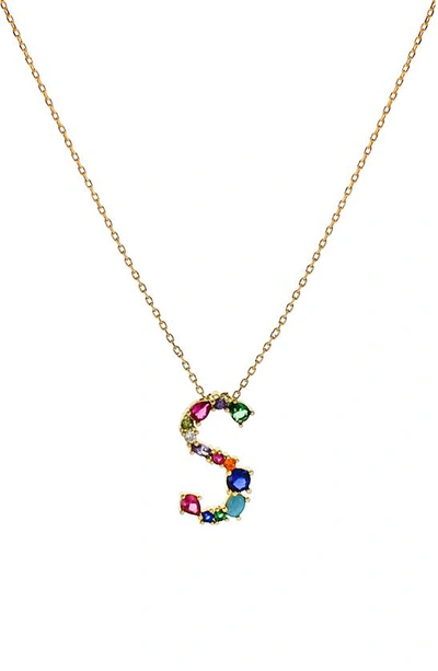 Shop Panacea Multicolor Crystal Initial Pendant Necklace In Multi - S
