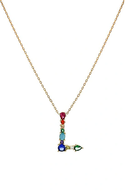 Shop Panacea Multicolor Crystal Initial Pendant Necklace In Multi - L