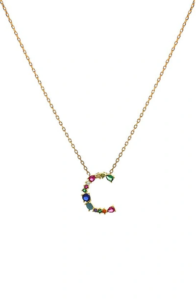 Shop Panacea Multicolor Crystal Initial Pendant Necklace In Multi - C