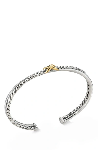 Shop David Yurman Petite X Cuff Bracelet In Silver/ Yellow Gold