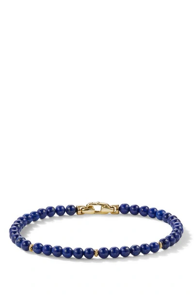 Shop David Yurman Spiritual Beads Bracelet In Lapis Lazuli/ Yellow Gold