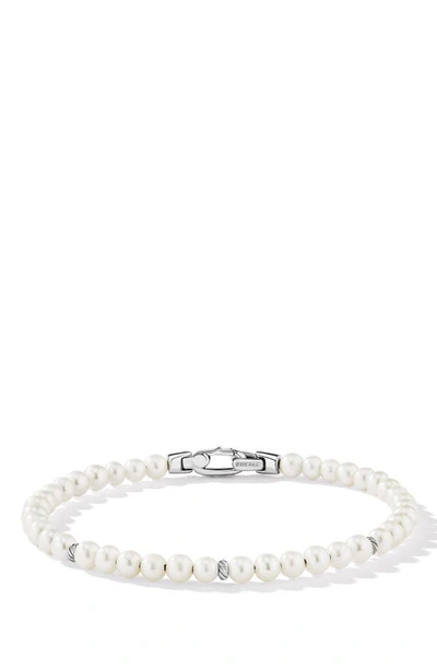 Shop David Yurman Spiritual Beads Bracelet In Pearl/ Silver