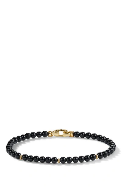 Shop David Yurman Spiritual Beads Bracelet In Black Onyx/ Yellow Gold