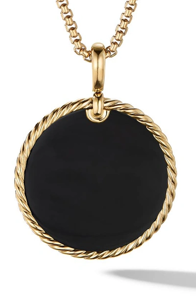 Shop David Yurman Large 18k Gold Cable Disc Amulet In Black Onyx/ Yellow Gold