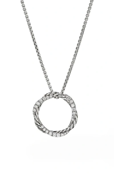 Shop David Yurman Petite Infinity Pendant Necklace With Pavé Diamonds In Diamond/ Silver