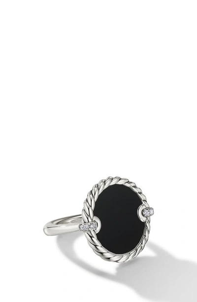 Shop David Yurman Elements Stone & Pavé Diamond Ring In Black Onyx/ Silver