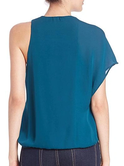 Shop Haute Hippie One-shoulder Silk Blouse In Blue Coral