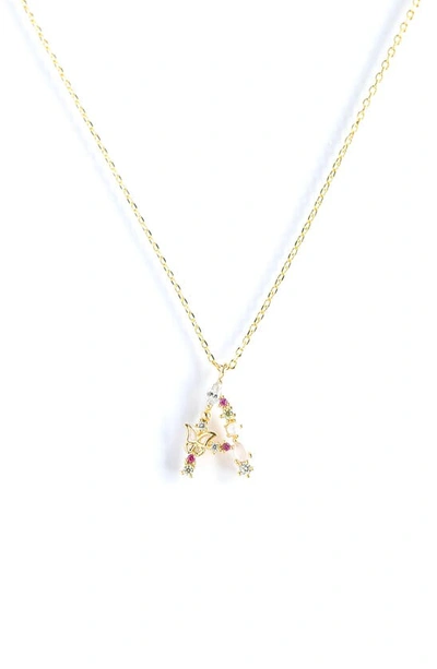 Shop Girls Crew Flutterfly Initial Necklace In Gold - A