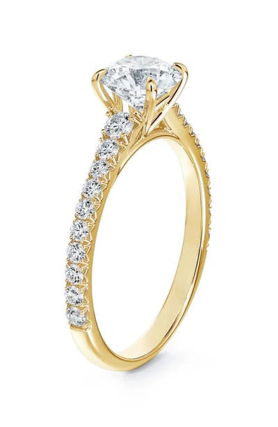 Shop De Beers Forevermark Icon™ Setting Round Diamond Engagement Ring With Diamond Band In Yellow Gold0.50ct