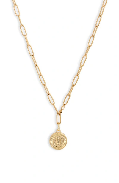 Shop Bracha Initial Medallion Y-necklace In Gold - U