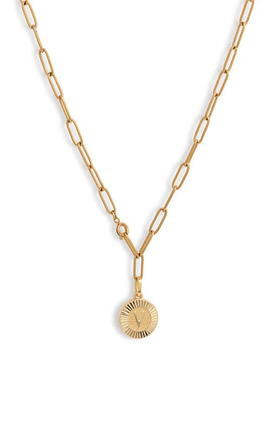 Shop Bracha Initial Medallion Y-necklace In Gold - V