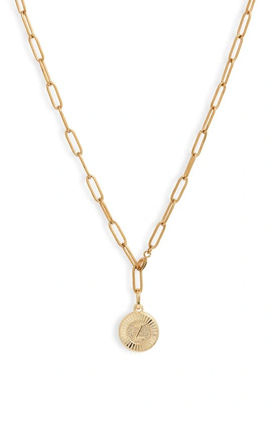 Shop Bracha Initial Medallion Y-necklace In Gold - Z