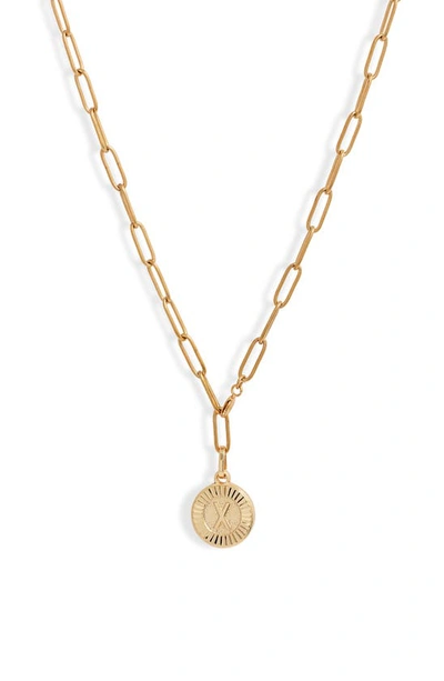 Shop Bracha Initial Medallion Y-necklace In Gold - X