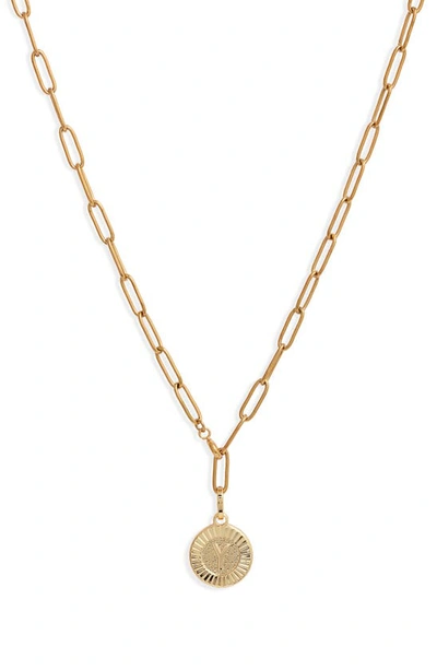 Shop Bracha Initial Medallion Y-necklace In Gold - Y