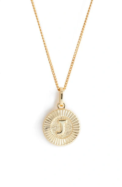 Shop Bracha Initial Medallion Pendant Necklace In Gold - J