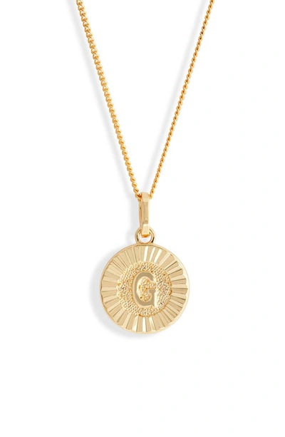 Shop Bracha Initial Medallion Pendant Necklace In Gold - G