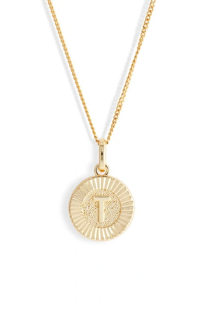Shop Bracha Initial Medallion Pendant Necklace In Gold - T