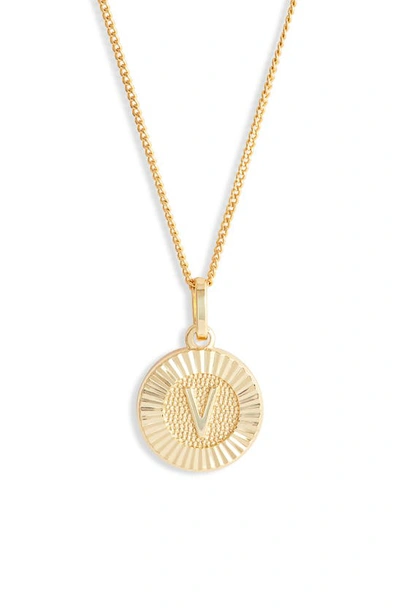 Shop Bracha Initial Medallion Pendant Necklace In Gold - V