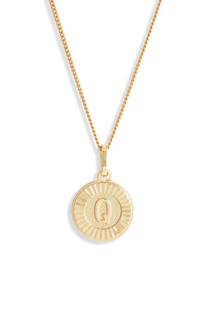 Shop Bracha Initial Medallion Pendant Necklace In Gold - Q