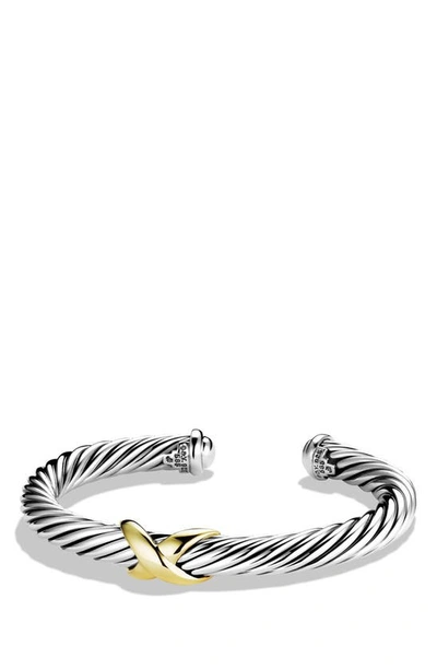 Shop David Yurman X Bracelet With 14k Gold In Silver/ 14k Gold