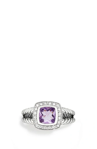 Shop David Yurman Albion Petite Ring With Semiprecious Stone & Diamonds In Amethyst