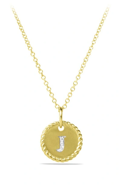David Yurman Initial Charm Necklace With Diamonds In 18k Gold In J