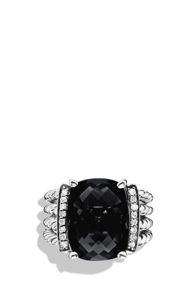 Shop David Yurman Wheaton Ring With Semiprecious Stone & Diamonds In Black Onyx