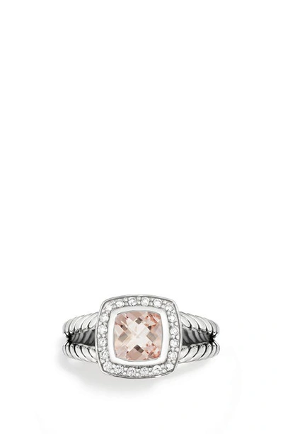 Shop David Yurman Albion Petite Ring With Semiprecious Stone & Diamonds In Morganite
