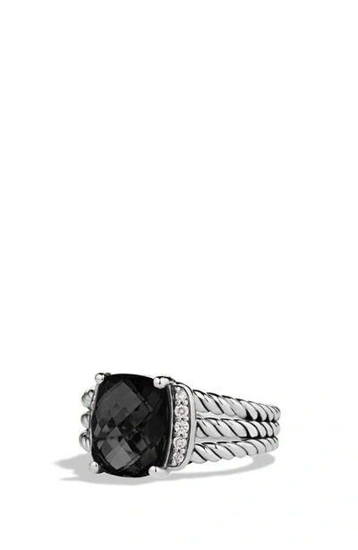Shop David Yurman Wheaton Petite Ring With Semiprecious Stone & Diamonds In Black Onyx
