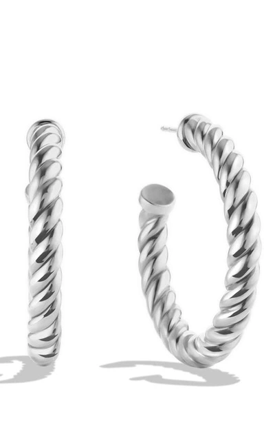Shop David Yurman Cable Classics Hoop Earrings In Silver