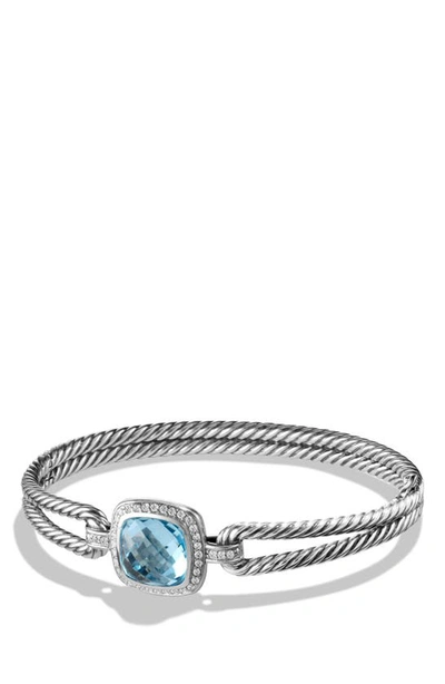 Shop David Yurman Albion Bracelet With Semiprecious Stone And Diamonds In Blue Topaz