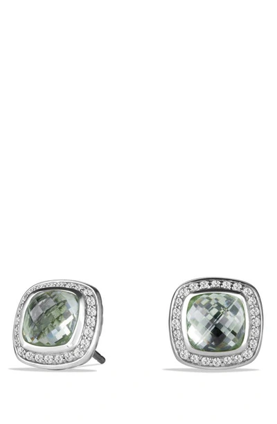 Shop David Yurman Albion Earrings With Semiprecious Stone And Diamonds In Prasiolite
