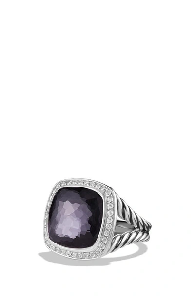Shop David Yurman Albion Ring With Semiprecious Stone And Diamonds In Amethyst/ Hematine