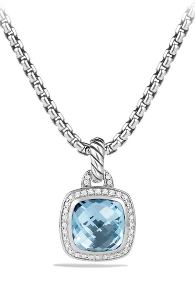 Shop David Yurman Albion Pendant With Diamonds In Blue Topaz