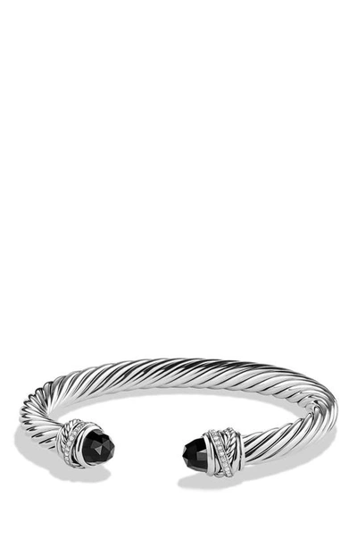 Shop David Yurman Crossover Bracelet With Diamonds In Black Onyx