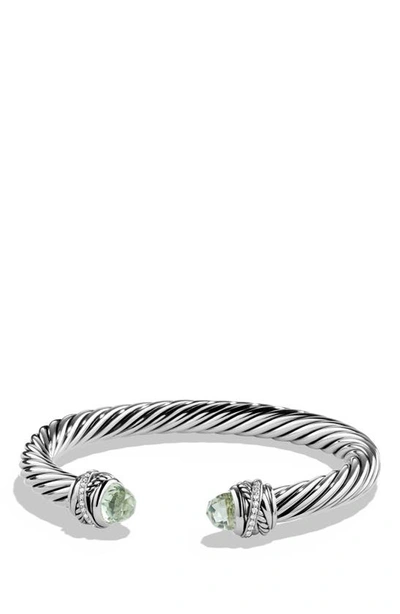 Shop David Yurman Crossover Bracelet With Diamonds In Prasiolite