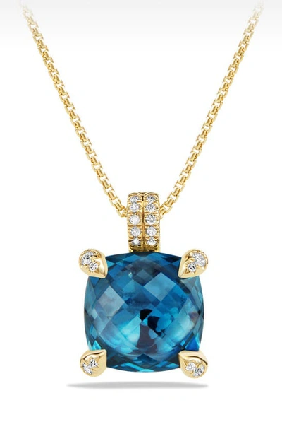 Shop David Yurman Châtelaine Pendant Necklace With Diamonds In Hampton Blue Topaz