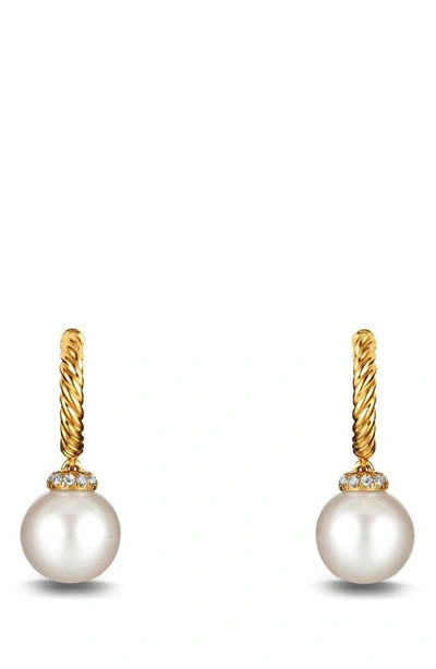 Shop David Yurman Solari Hoop Earrings With Diamonds And Pearls