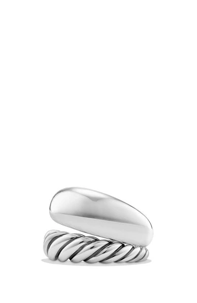 Shop David Yurman Pure Form Two Row Ring In Silver