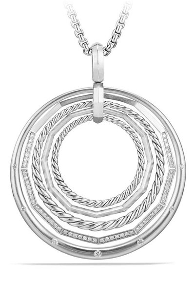 Shop David Yurman Stax Large Pendant Necklace With Diamonds In Silver