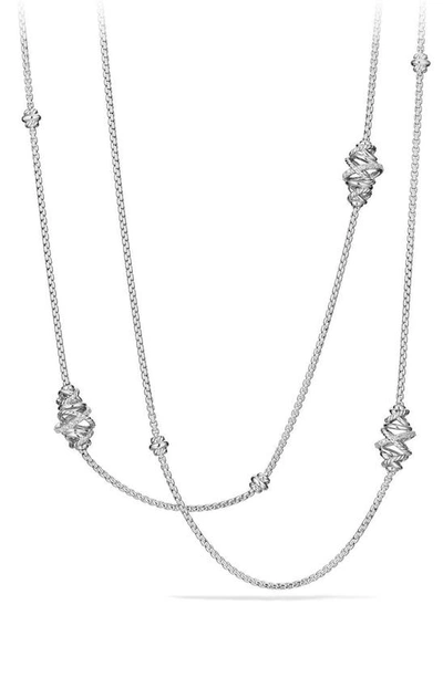 Shop David Yurman Crossover Station Necklace With Diamonds In Silver