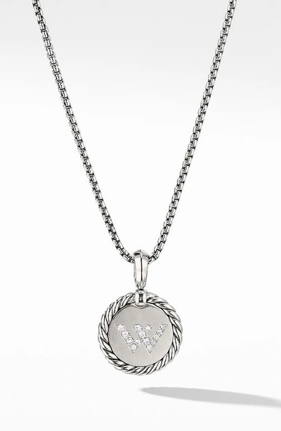 Shop David Yurman Initial Charm Necklace With Diamonds In Silver/ Diamond-w