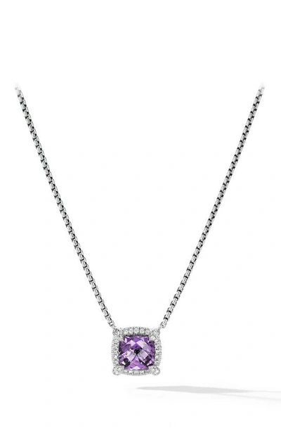 Shop David Yurman Châtelaine Amethyst & Diamond Pendant Necklace In Silver Pave/ Amethyst