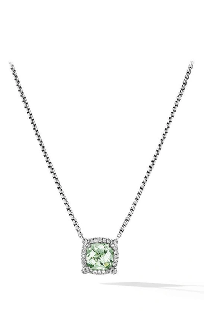 Shop David Yurman Châtelaine Amethyst & Diamond Pendant Necklace In Silver Pave/ Prasiolite