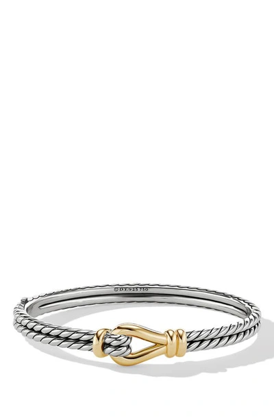 Shop David Yurman Thoroughbred Loop Bracelet With 18k Yellow Gold In Silver